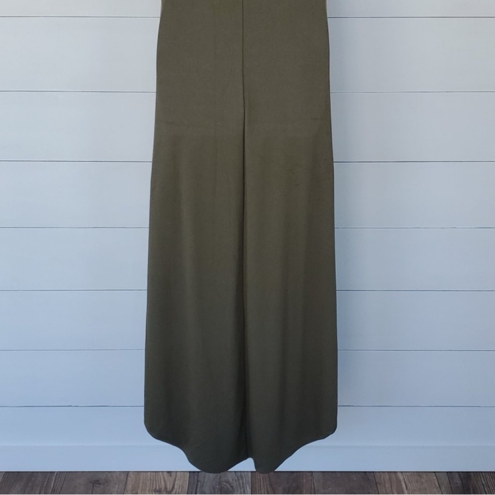 G.I.L.I. Olive Green Sleeveless Asymmetrical V-Neck Dress – Size M - Picture 6 of 12